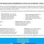 False or misleading representation on the internet apps and websites