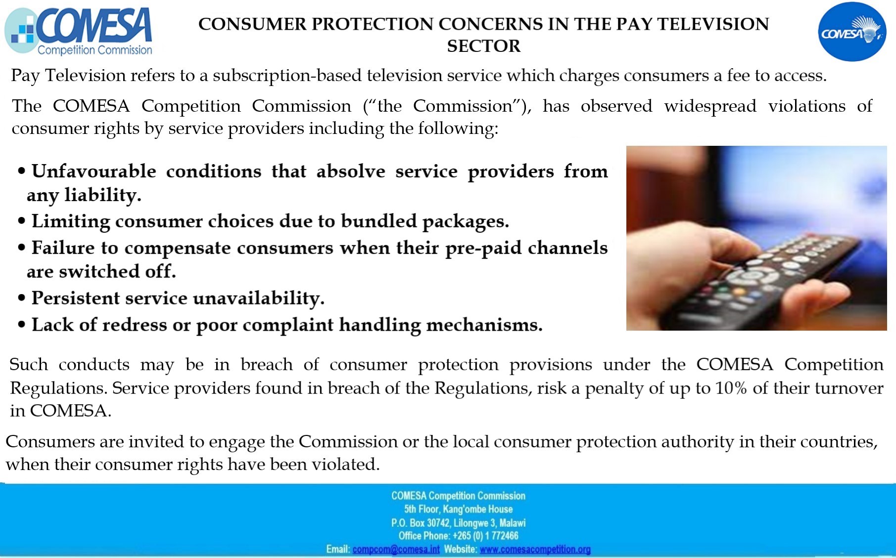 Consumer Protection Concerns in the Pay Television Sector