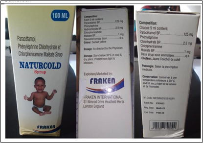 SUBSTANDARD/CONTAMINATED NATURCOLD SYRUP IDENTIFIED IN CAMEROON