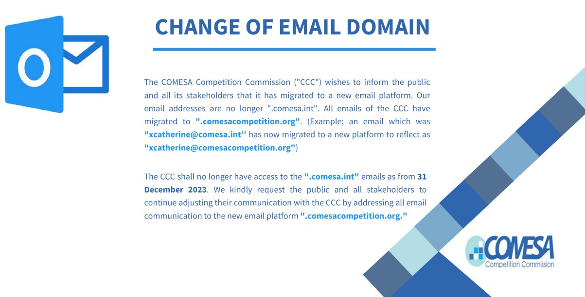 CHANGE OF EMAIL DOMAIN NOTICE